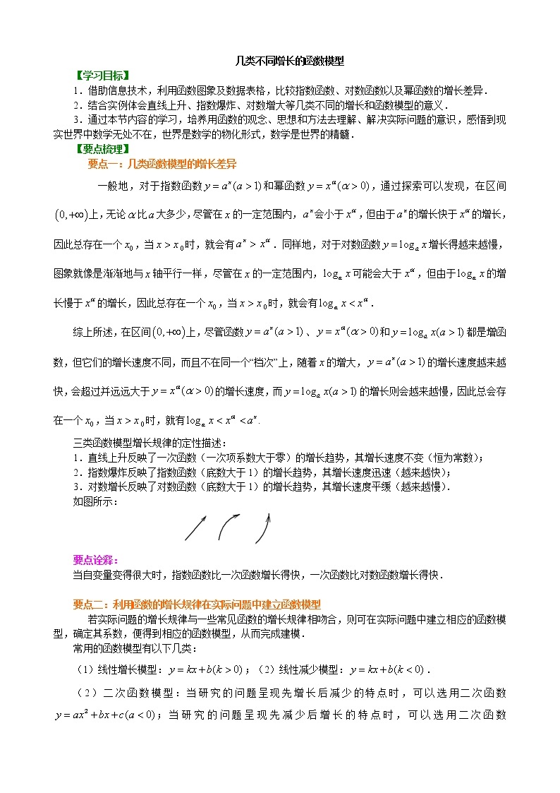 知识讲解_几类不同增长的函数模型_提高练习题01