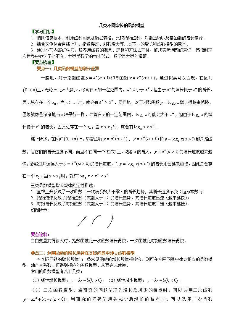 知识讲解_几类不同增长的函数模型_提高练习题01