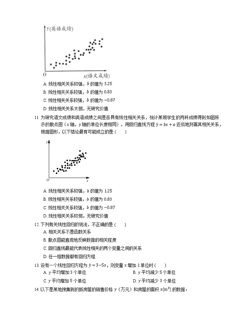 【备战2022】高考数学选择题专题强化训练：线性回归方程第3页