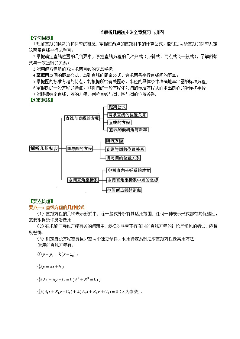 知识讲解_《解析几何初步》全章复习与巩固 -提高01