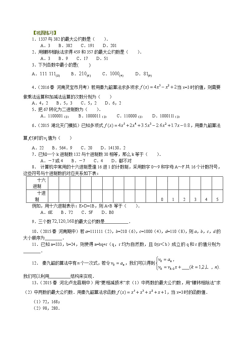 巩固练习_算法案例_提高第1页