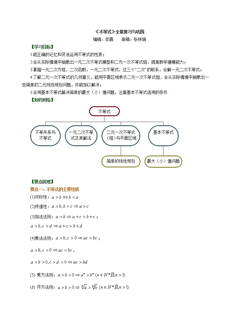 知识讲解_ 不等式的全章复习与巩固_提高第1页