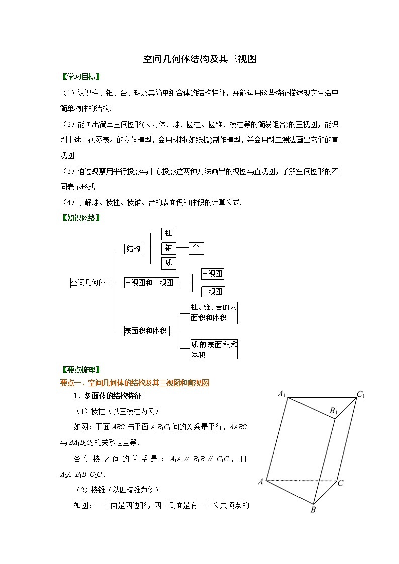 知识讲解_《空间几何体》全章复习与巩固（提高）第1页