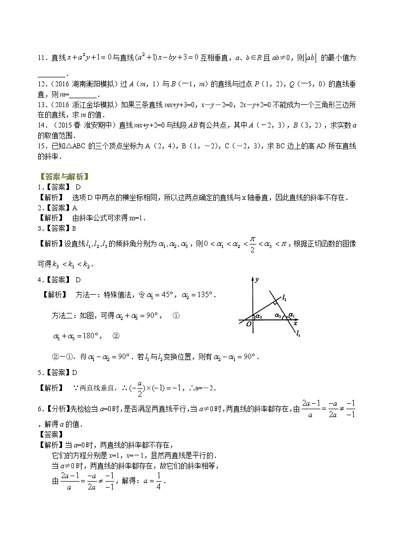巩固练习_直线的倾斜角与斜率_基础第2页