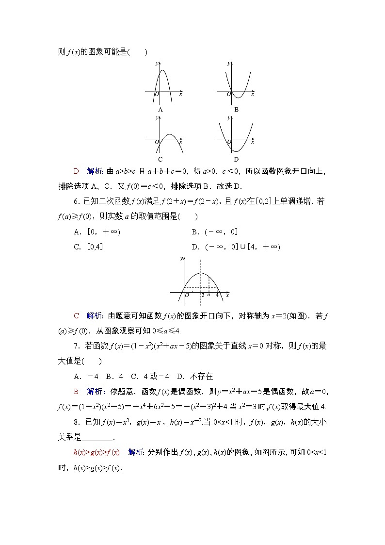 课时质量评价9　二次函数与幂函数练习题02