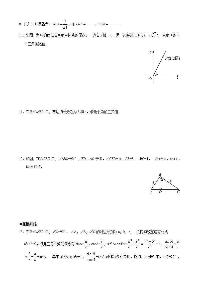 浙教版九年级下1.1锐角三角函数(1)同步练习1第2页