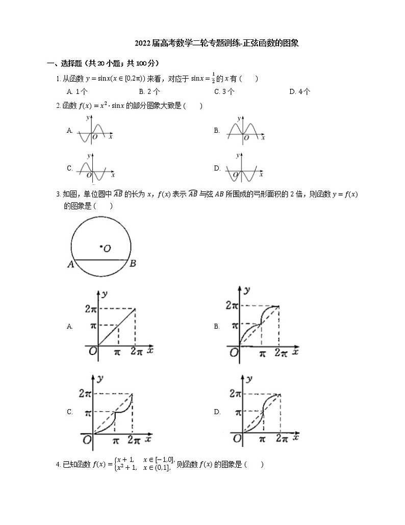 2022届高考数学二轮专题测练-正弦函数的图象第1页