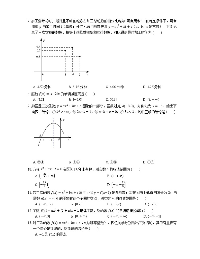 2022届高考数学二轮专题测练-二次函数的性质与图像第2页