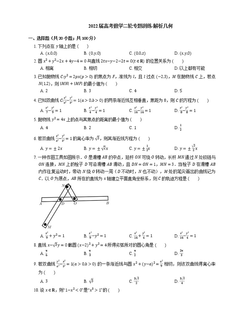 2022届高考数学二轮专题测练-解析几何第1页