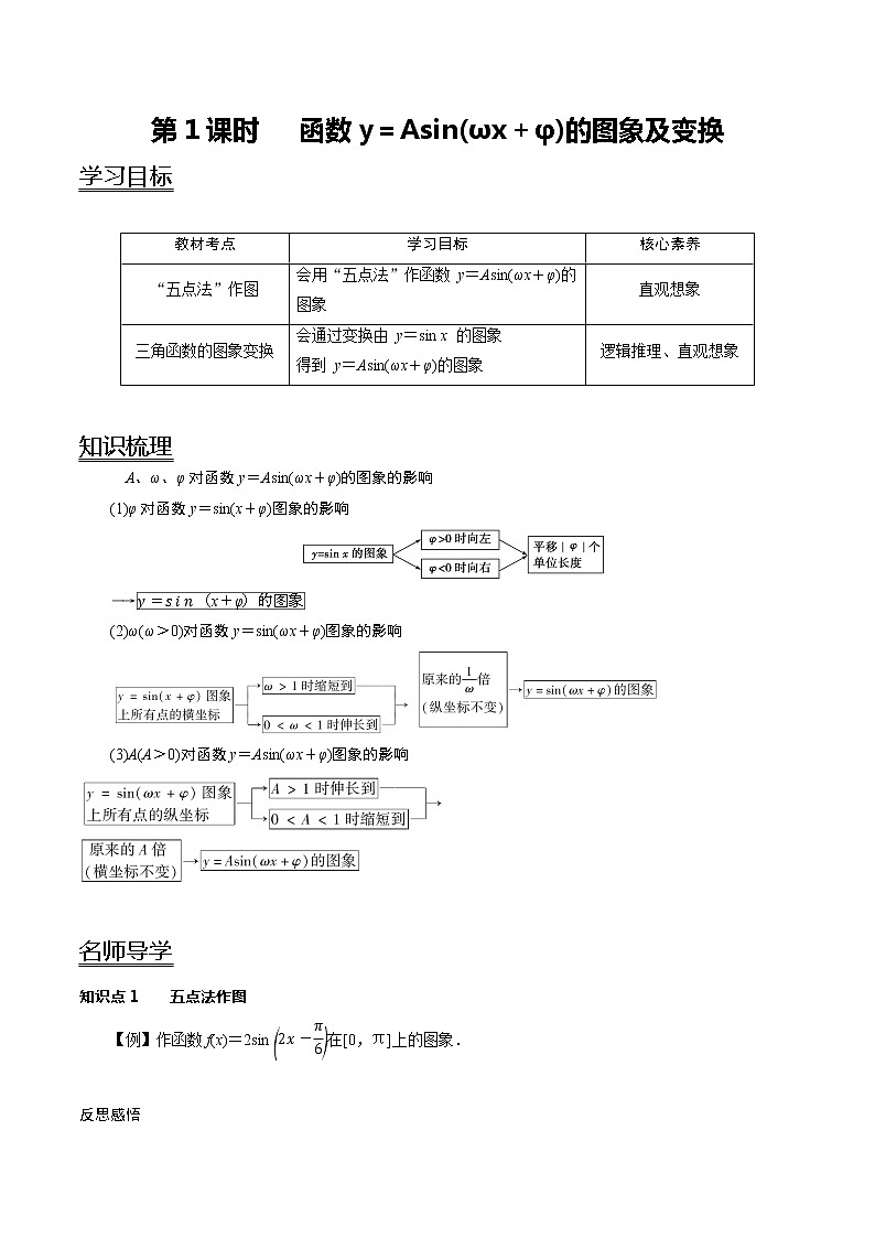5.6.1 函数y＝Asin(ωx＋φ)的图象及变换（学案）01