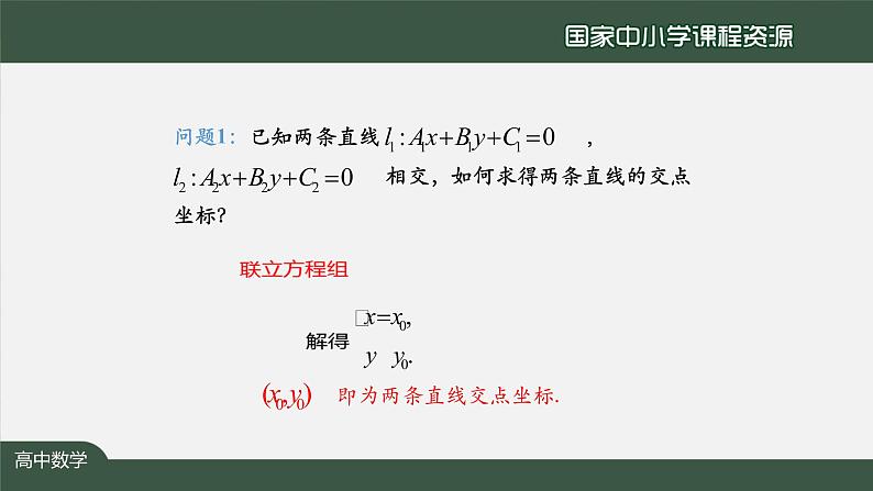 25.高二【数学（人教A版）】两条直线的交点坐标课件PPT08