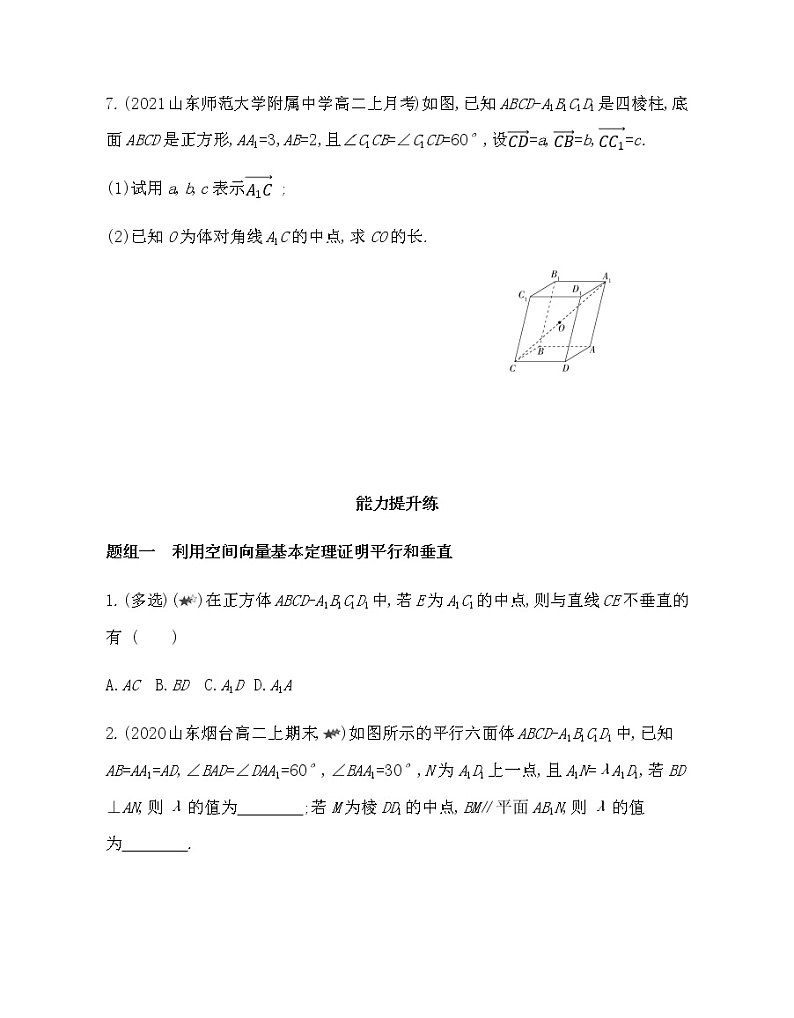 1.2　空间向量基本定理-2022版数学选择性必修第一册 人教版（2019） 同步练习 （Word含解析）03