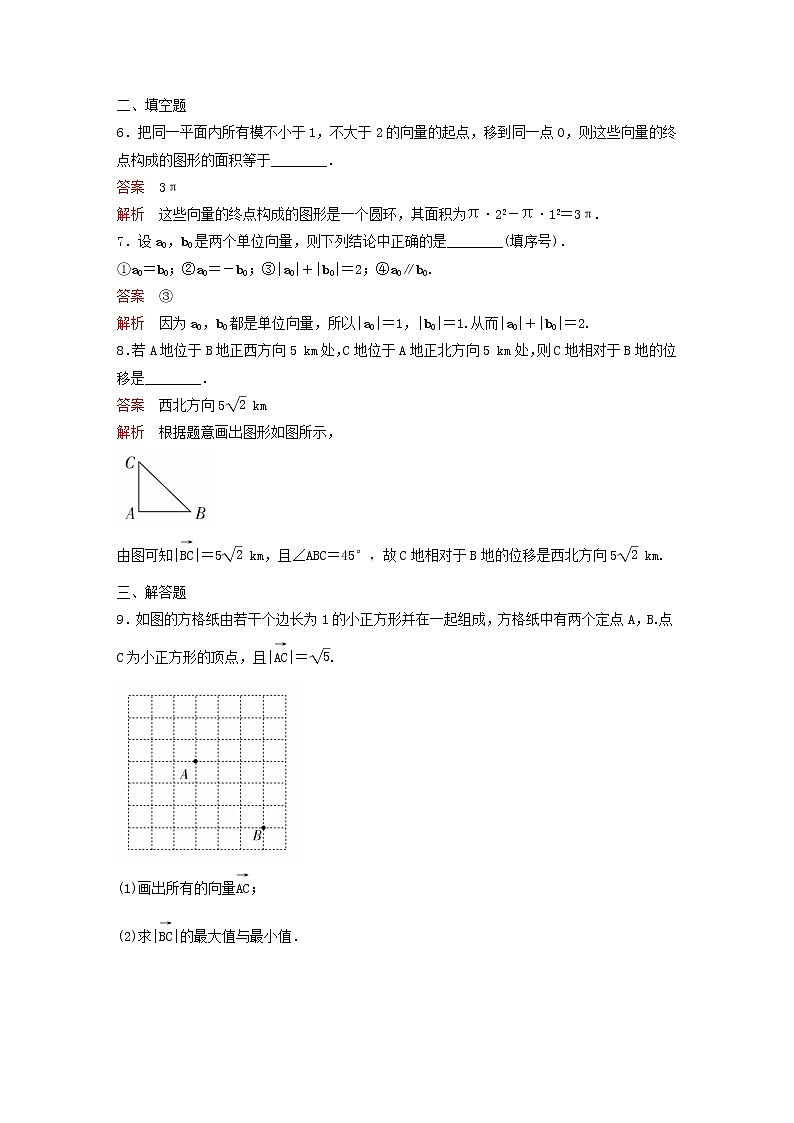 新教材(辅导班)高一数学寒假讲义06《6.1.1-1.3平面向量的概念》出门测(含解析)02