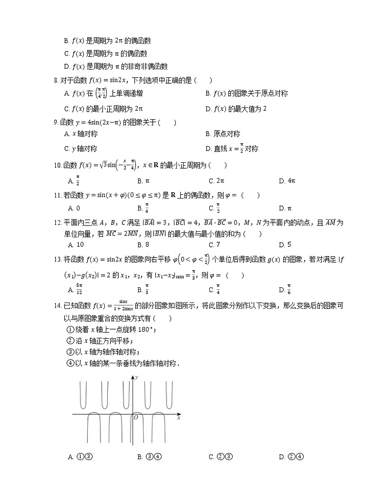 【备战2022】高考数学选择题专题强化训练：Asin(ωx+ψ)形式函数的性质第2页