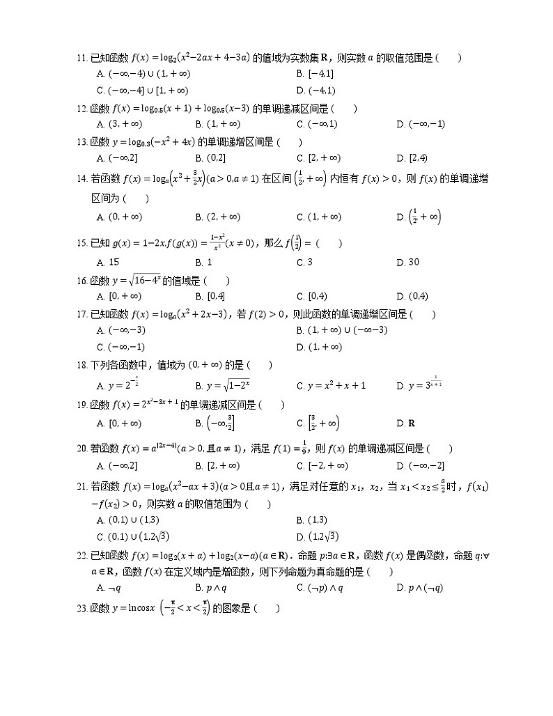 【备战2022】高考数学选择题专题强化训练：复合函数第2页