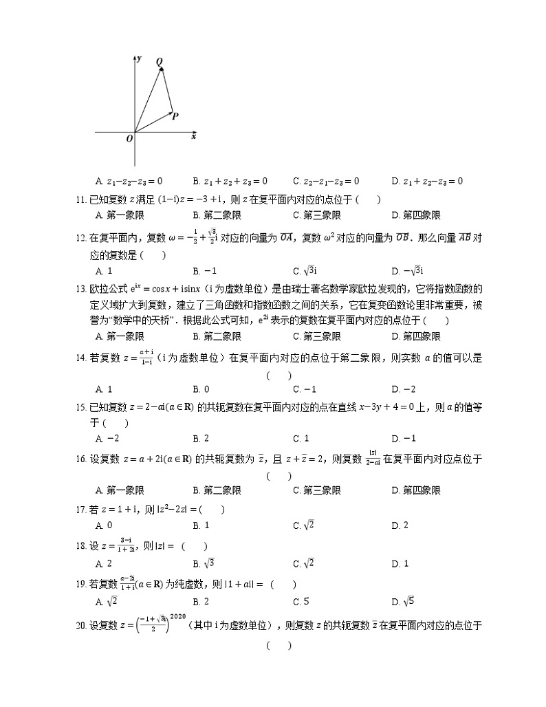 【备战2022】高考数学选择题专题强化训练：复数的几何意义02