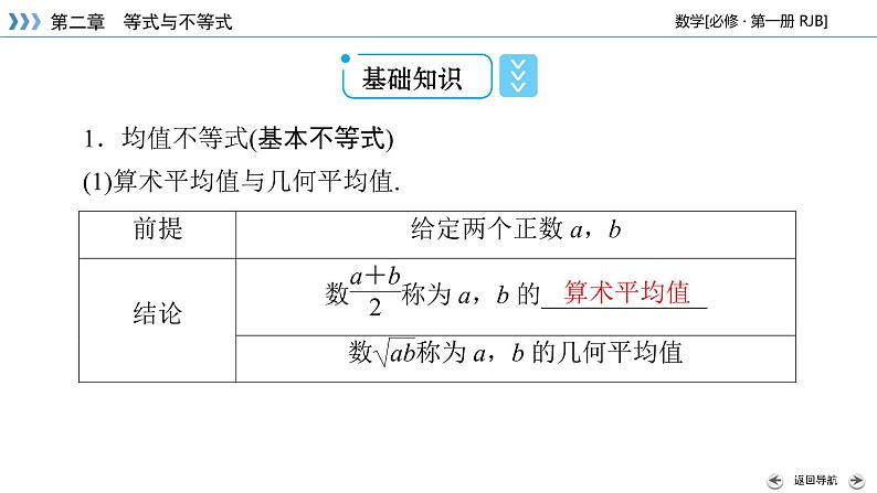 人教B版数学必修1 2.2.4　均值不等式及其应用（第1课时） PPT课件+练习06