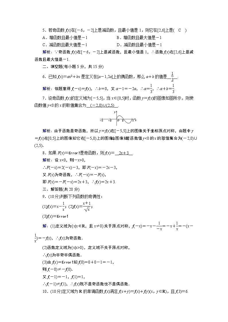 人教B版数学必修1 3.1.3　函数的奇偶性（第1课时） PPT课件+练习02