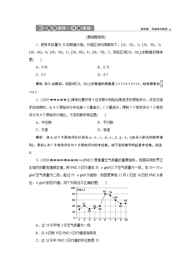 2023届高考一轮复习讲义（文科）第十一章　统计与统计案例      第2讲　高效演练 分层突破学案01