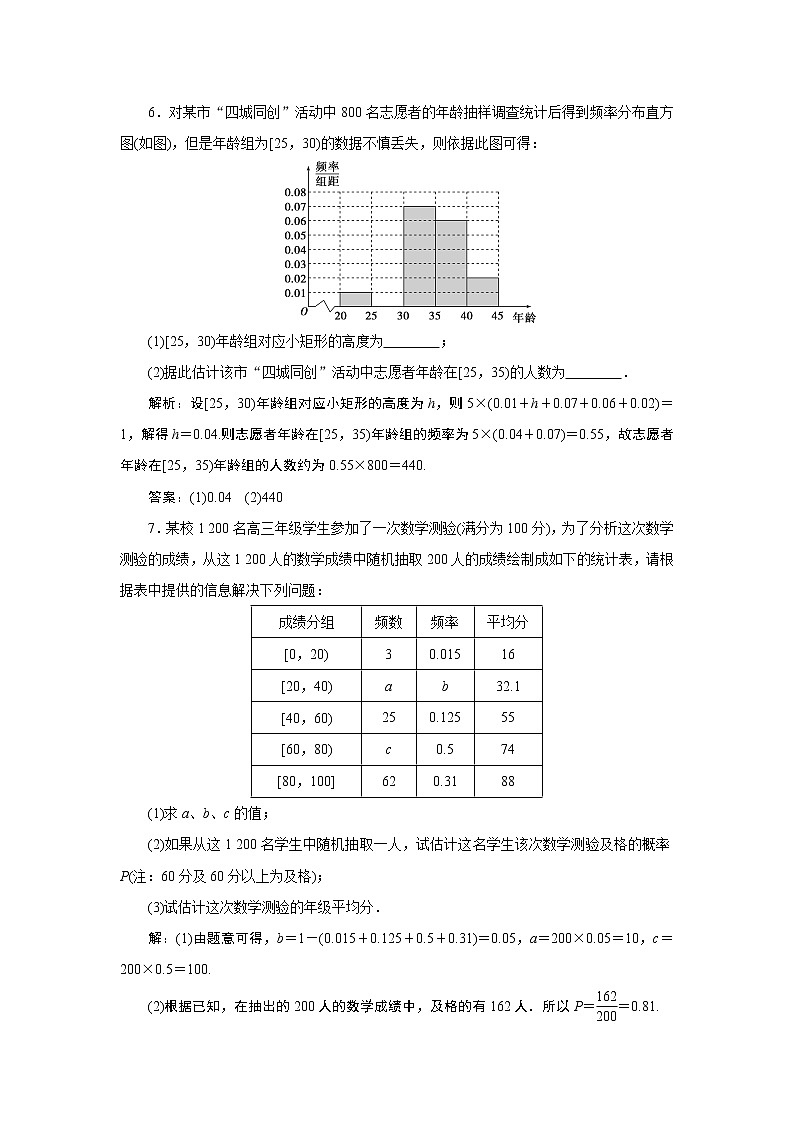 2023届高考一轮复习讲义（文科）第十一章　统计与统计案例      第2讲　高效演练 分层突破学案03