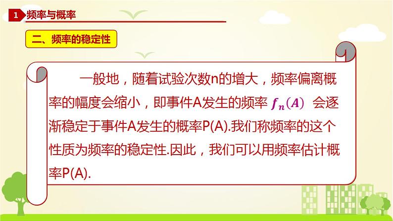 人教A版2019必修第二册 10.3.1 频率的稳定性+10.3.2 随机模拟 PPT课件第6页