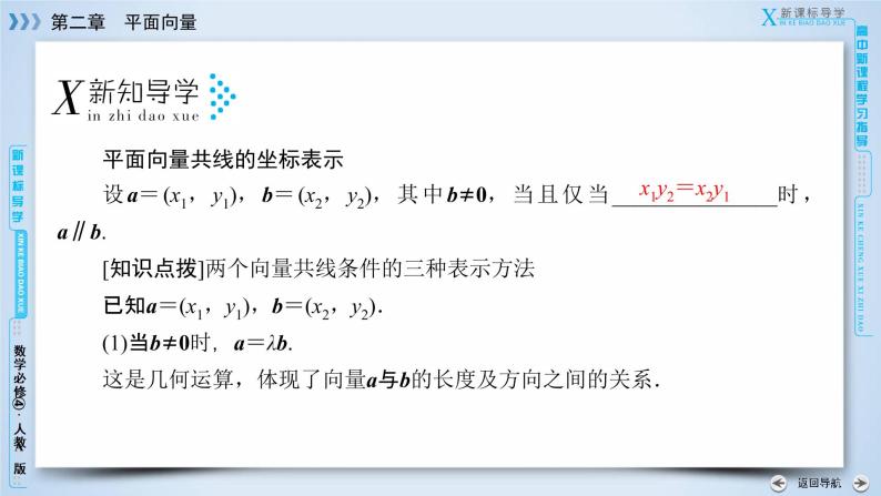 人教A版数学必修4  2.3.4　平面向量共线的坐标表示 PPT课件+练习06