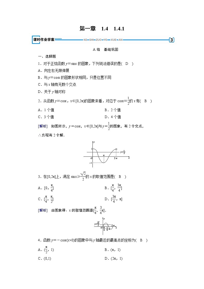 人教A版数学必修4  1.4.1　正弦函数、余弦函数的图象 PPT课件+练习01