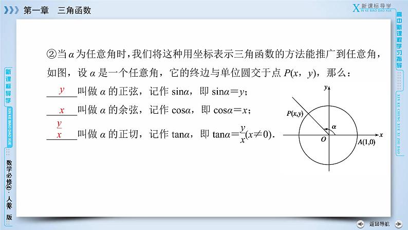 人教A版数学必修4  1.2.1　任意角的三角函数(第1课时） PPT课件+练习08