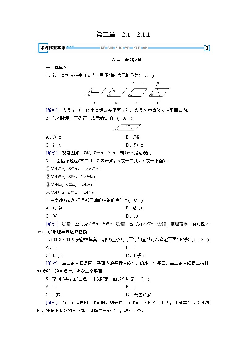 人教A版数学必修2  2.1.1 平面 PPT课件+练习01