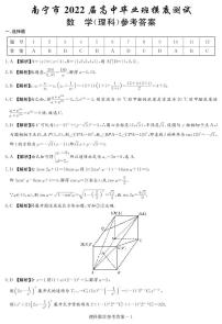 广西省南宁市2022届高三摸底测试 理科数学试卷