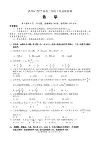 2022南京市武昌区元月调考（一模）数学试卷及答案