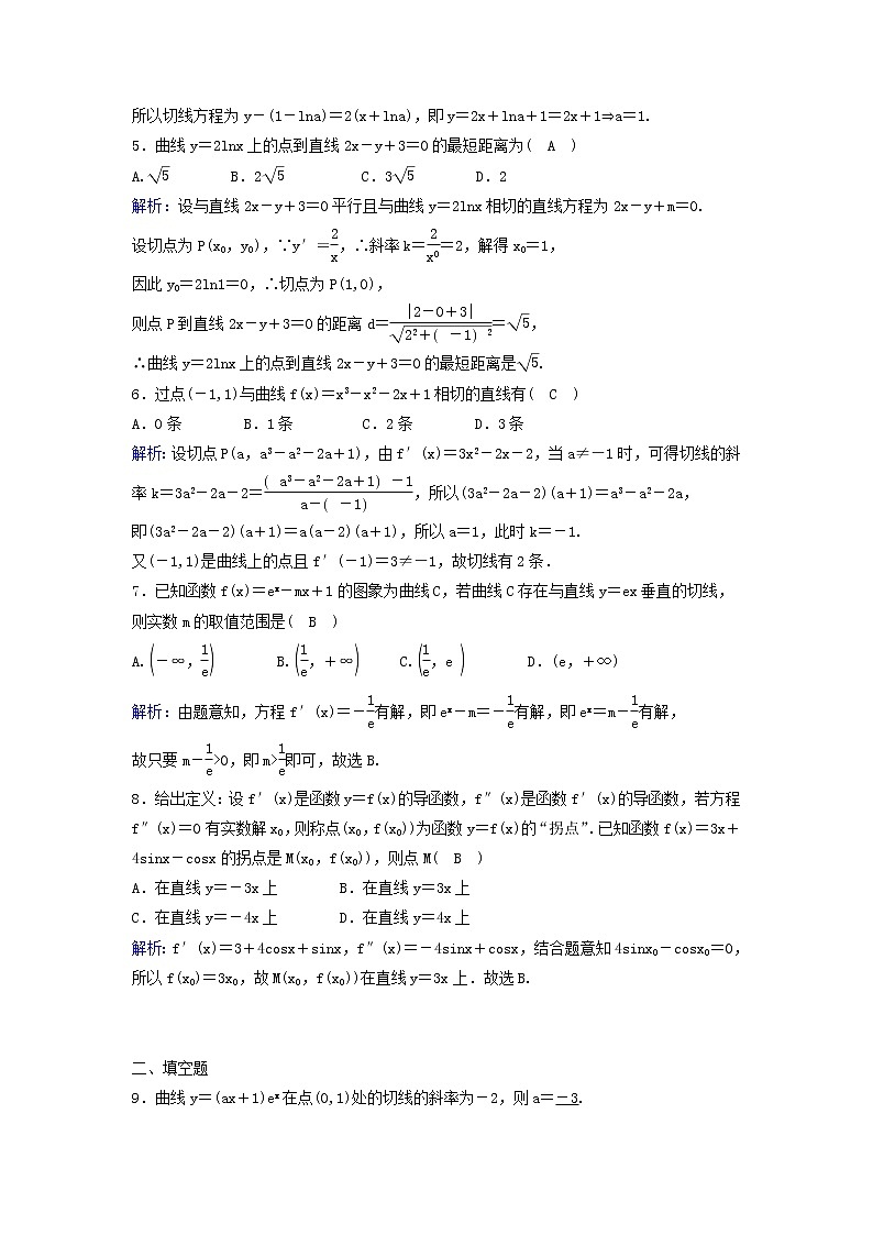 2022年高考数学(理数)一轮复习课时作业13《变化率与导数、导数的计算》（教师版） 练习02