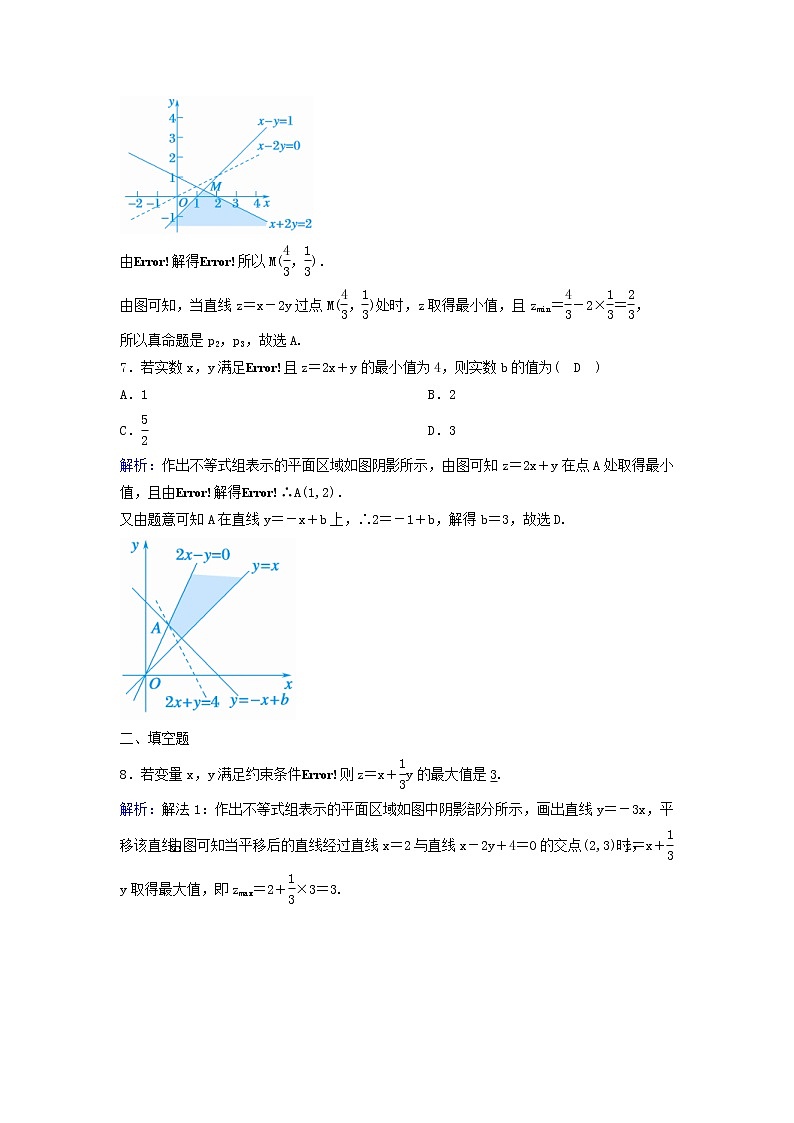 2022年高考数学(理数)一轮复习课时作业36《二元一次不等式（组）与简单的线性规划问题》（教师版）第3页