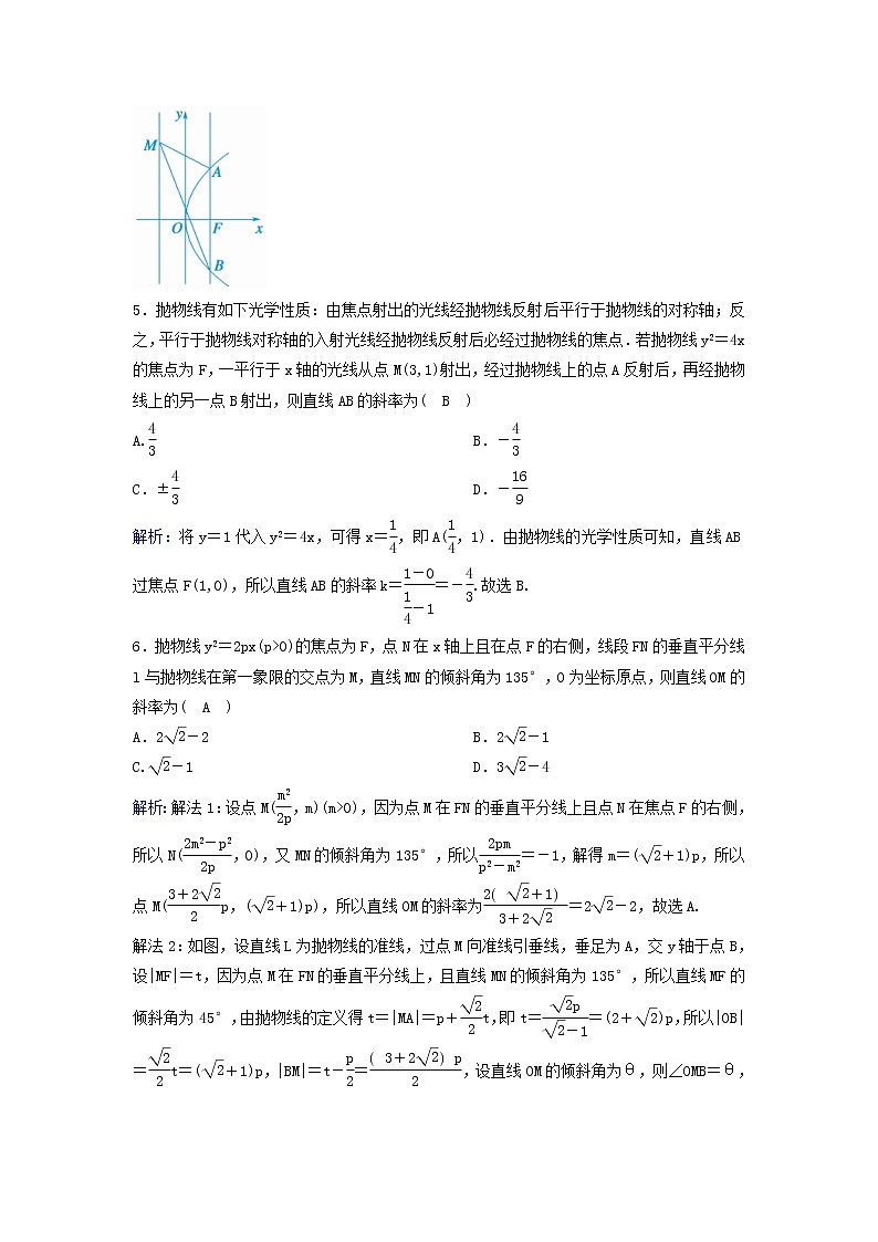 2022年高考数学(理数)一轮复习课时作业51《抛物线》（教师版）第2页