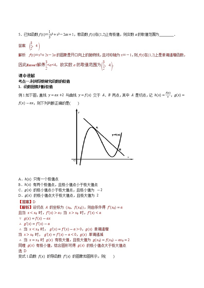 第三章 第三节 导数与函数的极值最值-2022届（新高考）数学一轮复习考点讲解+习题练习学案03