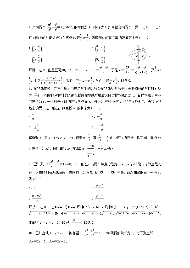 高考数学(理数)二轮复习课时跟踪检测17《圆锥曲线的方程与性质》小题练（教师版）第3页