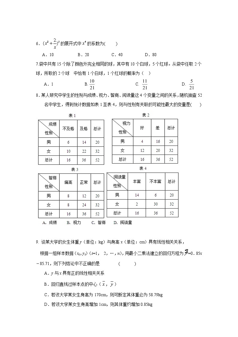 甘肃省酒泉市青海油田第一中学2020-2021学年高二下学期期中考试数学（理）试题（含答案）02