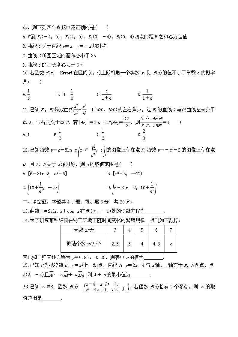 江西省上饶市铅山一中2020-2021学年高二下学期期中考试数学（理）试题（含答案）02