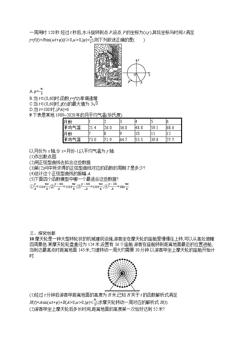 人教版高中数学高考一轮复习训练--三角函数模型的应用第2页