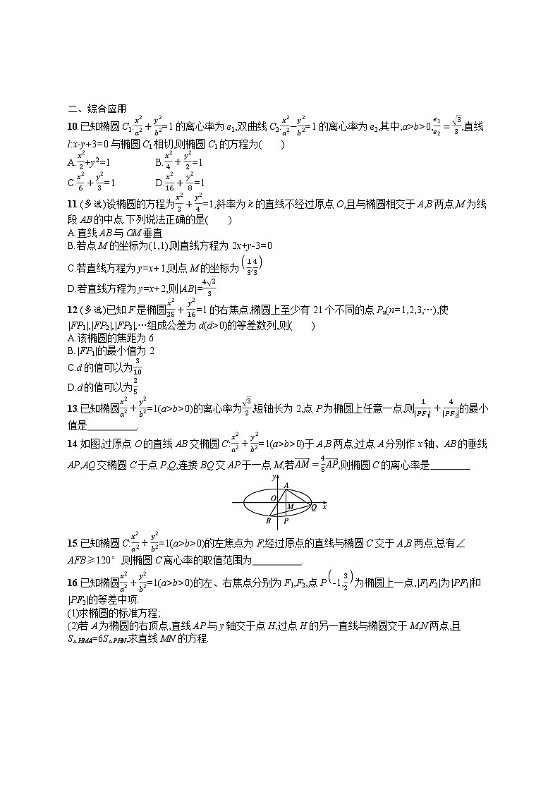 人教版高中数学高考一轮复习训练--椭圆02