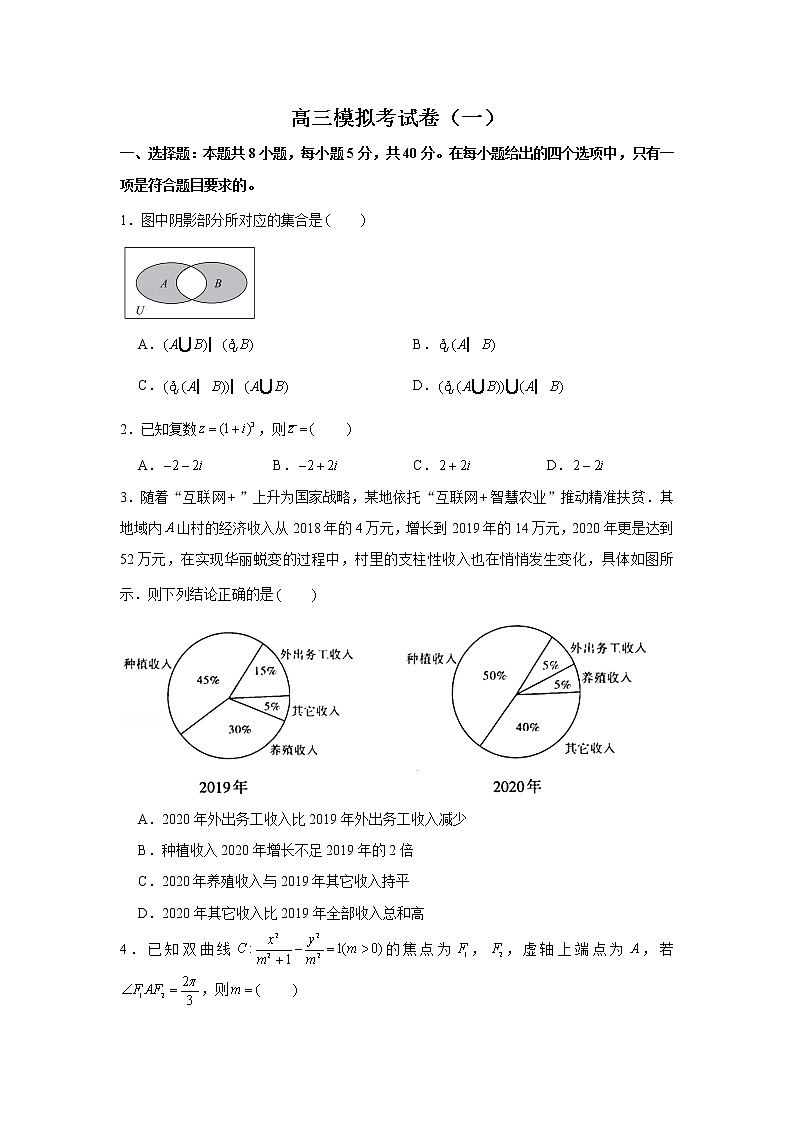 2022届高考高三数学一模模拟考试卷（一）第1页