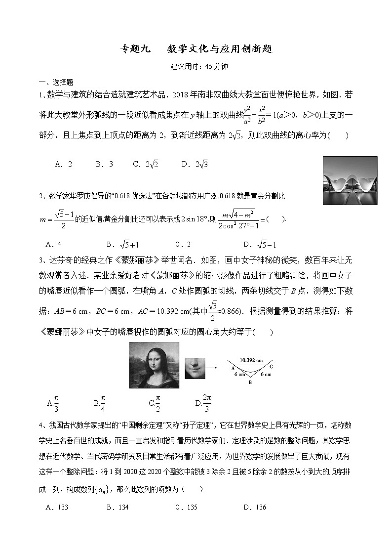 二轮小题重难点专题九  数学文化与应用创新题（含解析）第1页