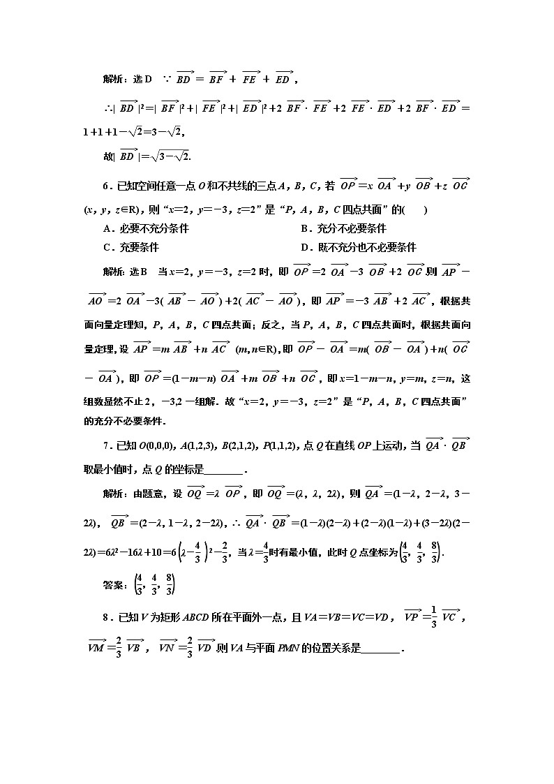 第七章  第六节  空间向量及其运算和空间位置关系课件PPT02