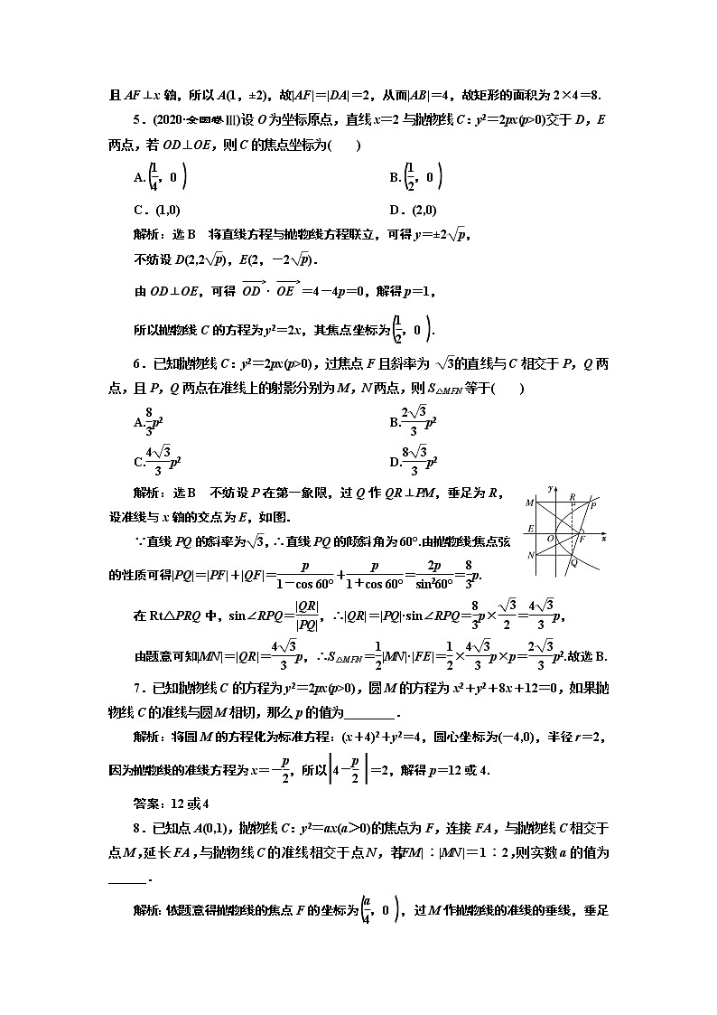 课时跟踪检测（五十四）  抛物线第2页