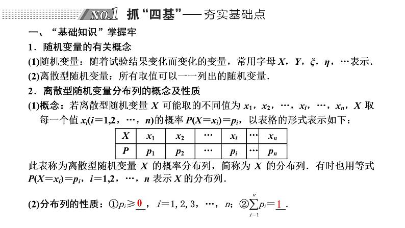 2022年高考数学大一轮复习 第十章  第五节  离散型随机变量的分布列及均值、方差课件PPT02