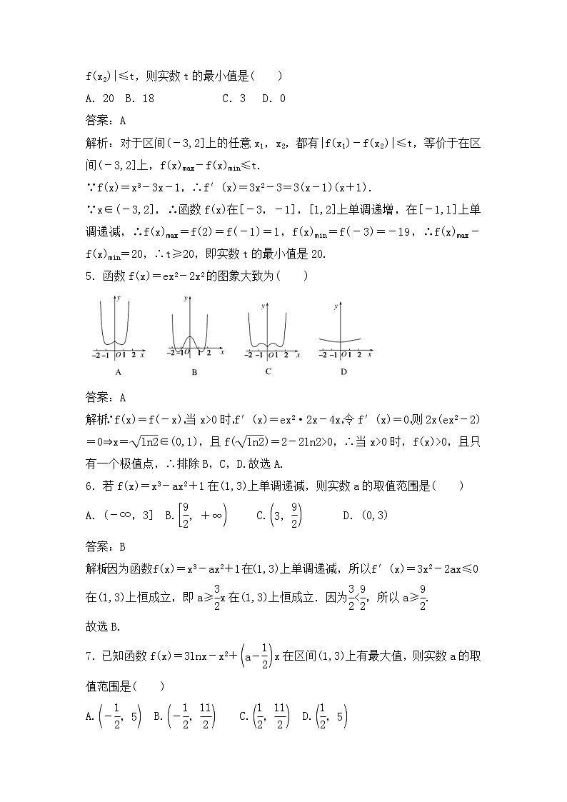 高考数学(理数)一轮复习刷题小卷练习10《导数在函数中的综合应用》 (教师版)02