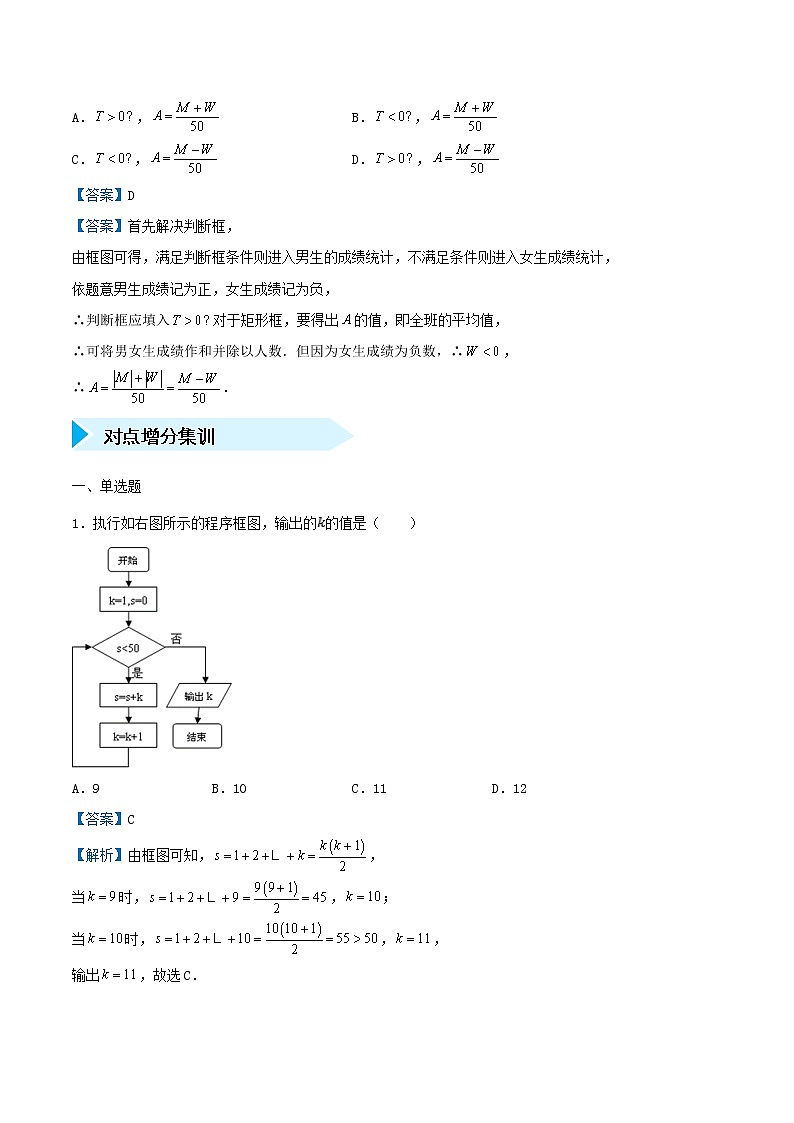 高考数学(文数)二轮专题培优练习19《框图》 (教师版)02