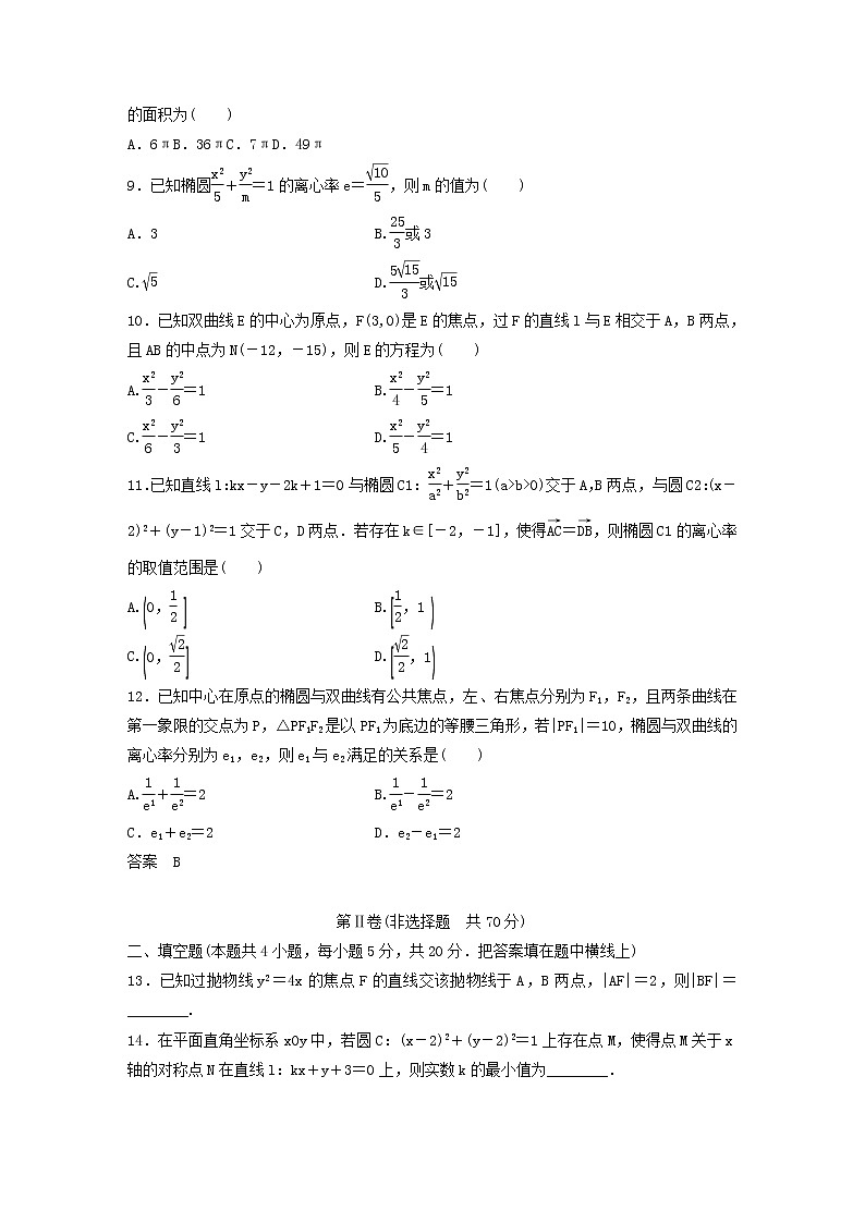 高考数学(文数)一轮复习单元检测10《解析几何》提升卷（学生版）02