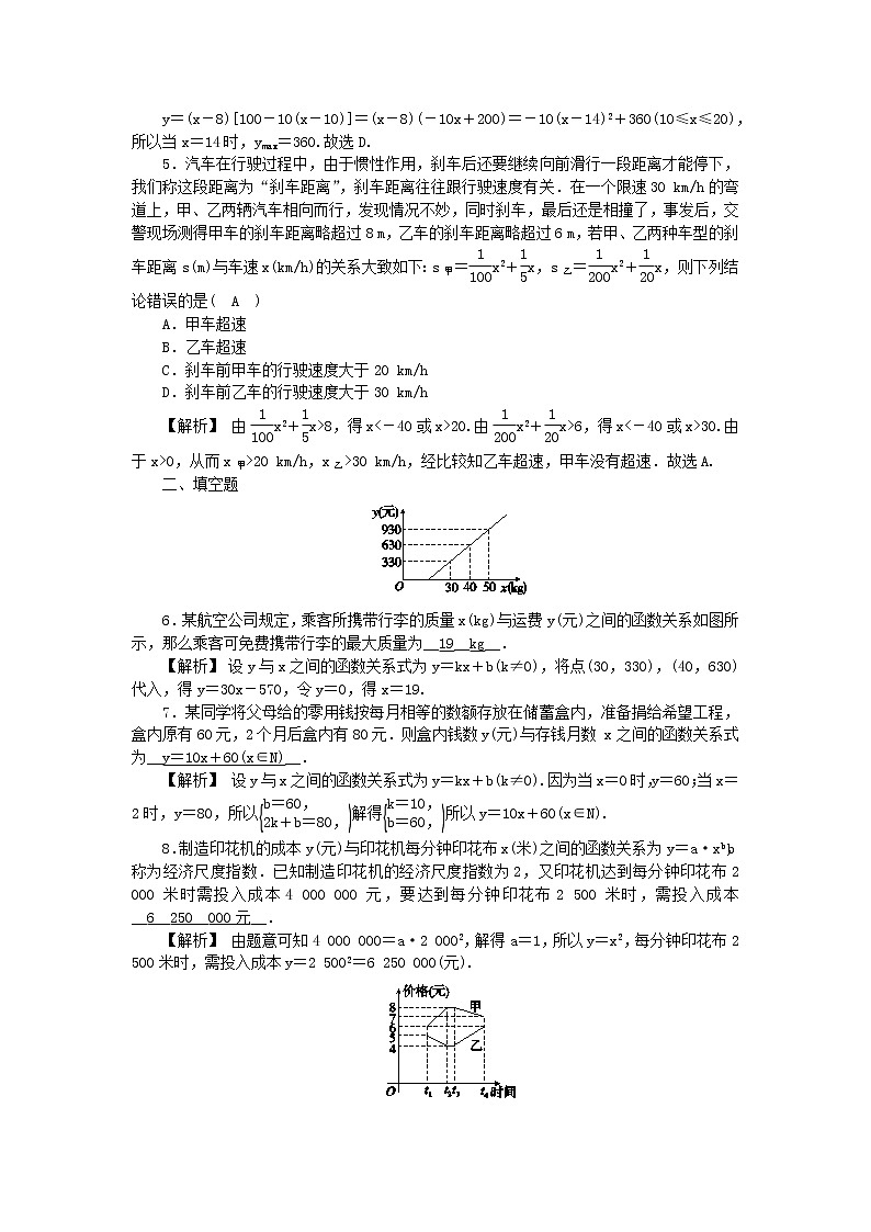 高中数学人教新课标A版必修一-3.4函数的应用（一）同步教学习题02