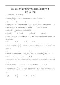 2020-2021学年辽宁省实验中学分校高二上学期期中考试数学（文）试题 PDF版